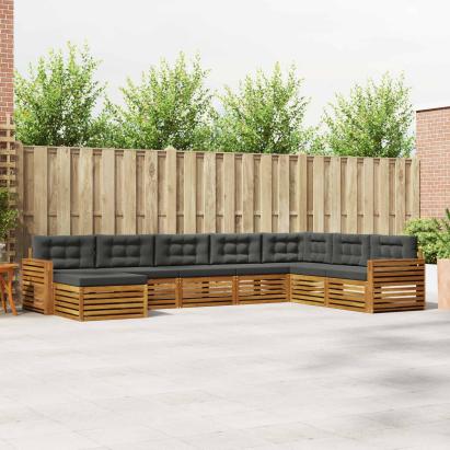 Seturi de canapele cu pernă 8 pcs Natural și Antracit GartenMobel Dekor