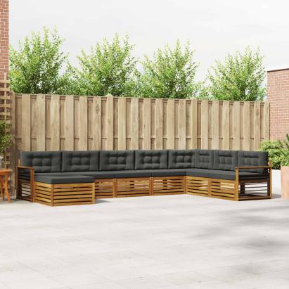 Seturi de canapele cu pernă 8 pcs Natural și Antracit GartenMobel Dekor