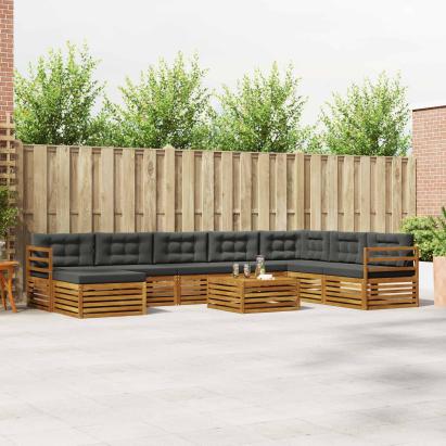 Seturi de canapele cu pernă 9 pcs Natural și Antracit GartenMobel Dekor