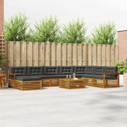 Seturi de canapele cu pernă 9 pcs Natural și Antracit GartenMobel Dekor