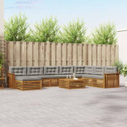 Seturi de canapele cu pernă 9 pcs Gri natural și deschis GartenMobel Dekor