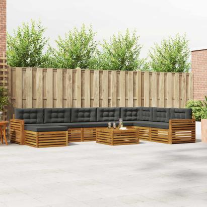 Seturi de canapele cu pernă 9 pcs Natural și Antracit GartenMobel Dekor