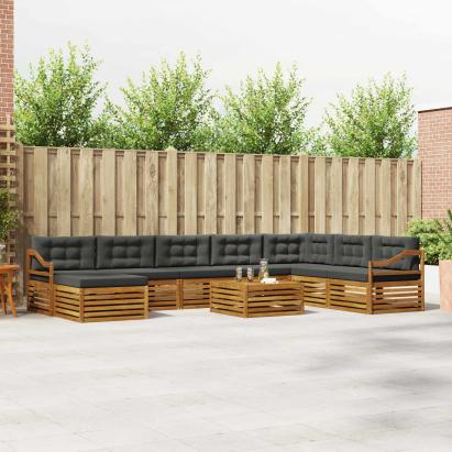 Seturi de canapele cu pernă 9 pcs Natural și Antracit GartenMobel Dekor