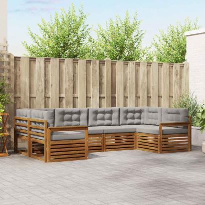 Seturi de canapele cu pernă 6 pcs Gri natural și deschis GartenMobel Dekor