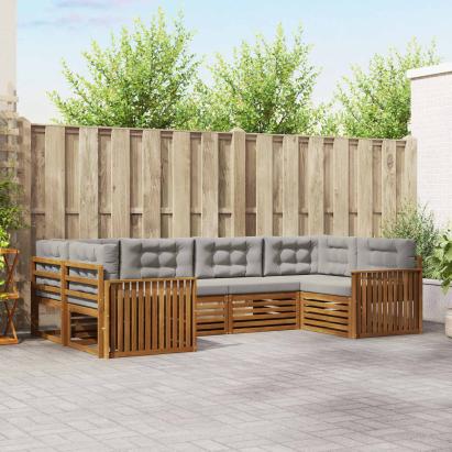 Seturi de canapele cu pernă 6 pcs Gri natural și deschis GartenMobel Dekor