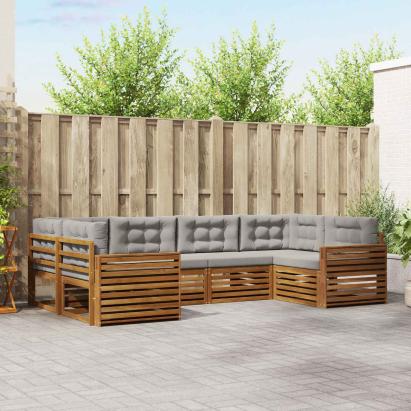 Seturi de canapele cu pernă 6 pcs Gri natural și deschis GartenMobel Dekor