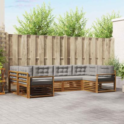 Seturi de canapele cu pernă 6 pcs Gri natural și deschis GartenMobel Dekor