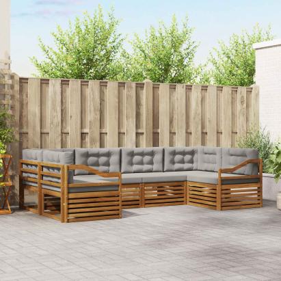 Seturi de canapele cu pernă 6 pcs Gri natural și deschis GartenMobel Dekor