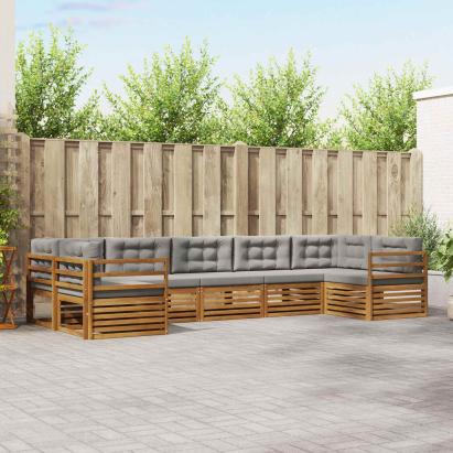 Seturi de canapele cu pernă 7 pcs Gri natural și deschis GartenMobel Dekor