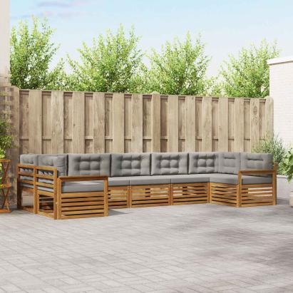 Seturi de canapele cu pernă 7 pcs Gri natural și deschis GartenMobel Dekor