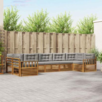 Seturi de canapele cu pernă 7 pcs Gri natural și deschis GartenMobel Dekor