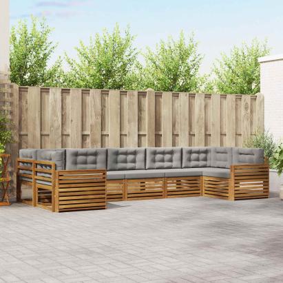 Seturi de canapele cu pernă 7 pcs Gri natural și deschis GartenMobel Dekor