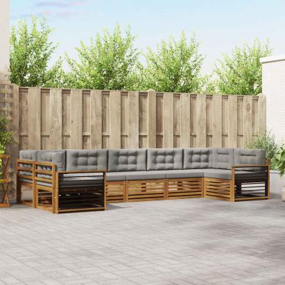 Seturi de canapele cu pernă 7 pcs Gri natural și deschis GartenMobel Dekor