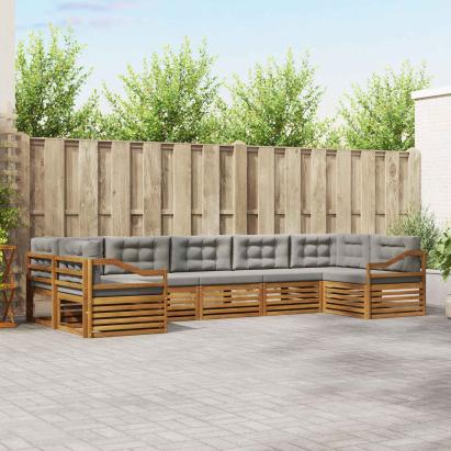 Seturi de canapele cu pernă 7 pcs Gri natural și deschis GartenMobel Dekor