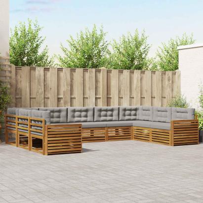 Seturi de canapele cu pernă 9 pcs Gri natural și deschis GartenMobel Dekor