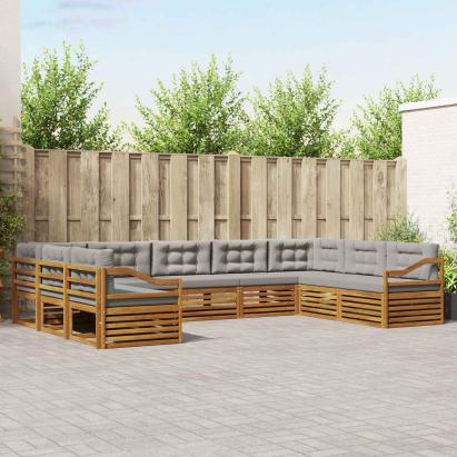 Seturi de canapele cu pernă 9 pcs Gri natural și deschis GartenMobel Dekor