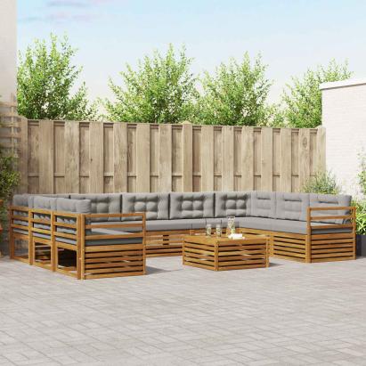 Seturi de canapele cu pernă 10 pcs Gri natural și deschis GartenMobel Dekor