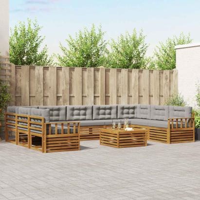 Seturi de canapele cu pernă 10 pcs Gri natural și deschis GartenMobel Dekor