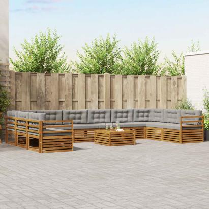 Seturi de canapele cu pernă 11 pcs Gri natural și deschis GartenMobel Dekor