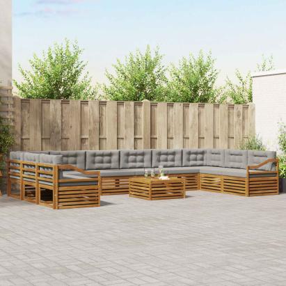 Seturi de canapele cu pernă 11 pcs Gri natural și deschis GartenMobel Dekor