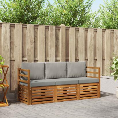 Seturi de canapele cu pernă 3 pcs Gri natural și deschis GartenMobel Dekor