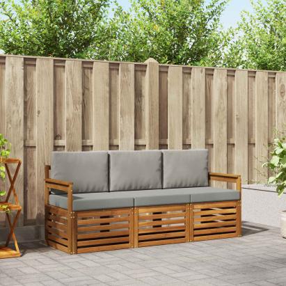 Seturi de canapele cu pernă 3 pcs Gri natural și deschis GartenMobel Dekor