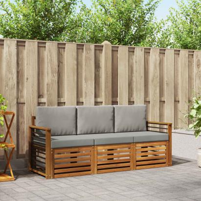 Seturi de canapele cu pernă 3 pcs Gri natural și deschis GartenMobel Dekor