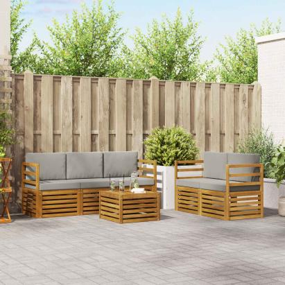 Seturi de canapele cu pernă 6 pcs Gri natural și deschis GartenMobel Dekor