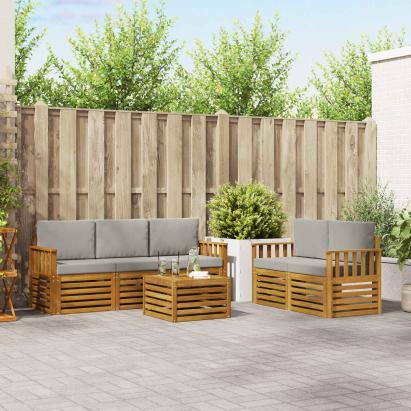 Seturi de canapele cu pernă 6 pcs Gri natural și deschis GartenMobel Dekor