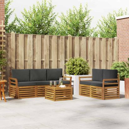 Seturi de canapele cu pernă 6 pcs Natural și Antracit GartenMobel Dekor