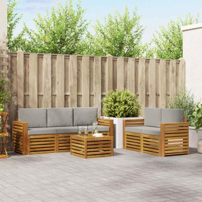 Seturi de canapele cu pernă 6 pcs Gri natural și deschis GartenMobel Dekor