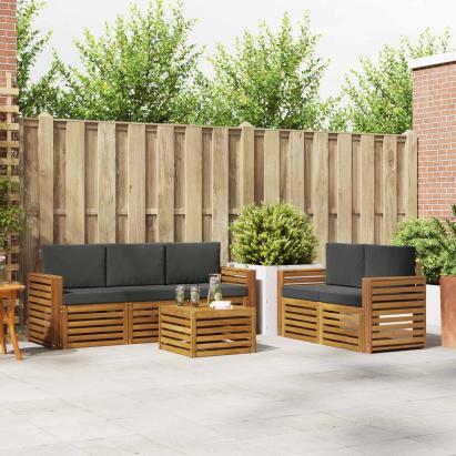 Seturi de canapele cu pernă 6 pcs Natural și Antracit GartenMobel Dekor