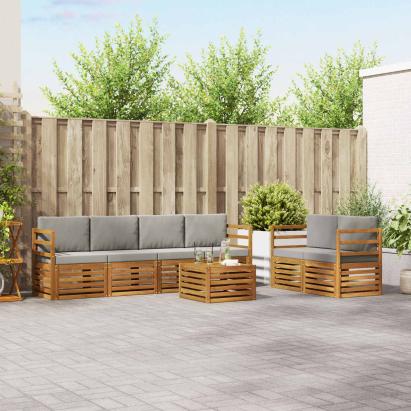 Seturi de canapele cu pernă 7 pcs Gri natural și deschis GartenMobel Dekor