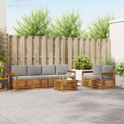 Seturi de canapele cu pernă 7 pcs Gri natural și deschis GartenMobel Dekor