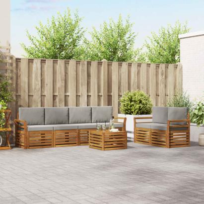 Seturi de canapele cu pernă 7 pcs Gri natural și deschis GartenMobel Dekor