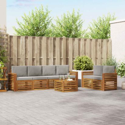 Seturi de canapele cu pernă 7 pcs Gri natural și deschis GartenMobel Dekor