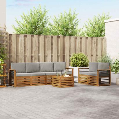 Seturi de canapele cu pernă 7 pcs Gri natural și deschis GartenMobel Dekor