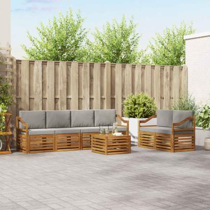 Seturi de canapele cu pernă 7 pcs Gri natural și deschis GartenMobel Dekor