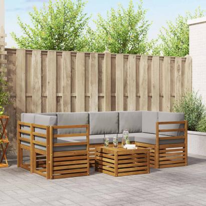 Seturi de canapele cu pernă 7 pcs Gri natural și deschis GartenMobel Dekor