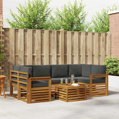 Seturi de canapele cu pernă 7 pcs Natural și Antracit GartenMobel Dekor