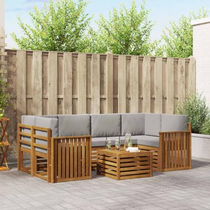 Seturi de canapele cu pernă 7 pcs Gri natural și deschis GartenMobel Dekor