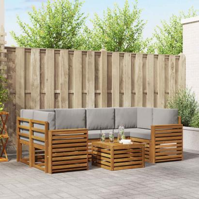 Seturi de canapele cu pernă 7 pcs Gri natural și deschis GartenMobel Dekor