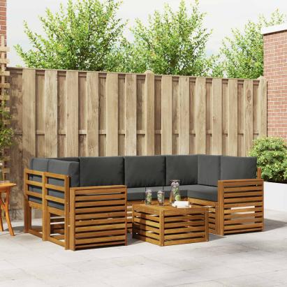 Seturi de canapele cu pernă 7 pcs Natural și Antracit GartenMobel Dekor