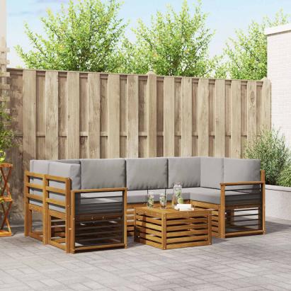 Seturi de canapele cu pernă 7 pcs Gri natural și deschis GartenMobel Dekor
