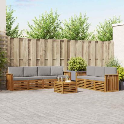Seturi de canapele cu pernă 8 pcs Gri natural și deschis GartenMobel Dekor