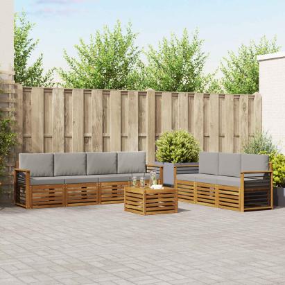 Seturi de canapele cu pernă 8 pcs Gri natural și deschis GartenMobel Dekor