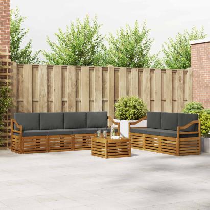 Seturi de canapele cu pernă 8 pcs Natural și Antracit GartenMobel Dekor