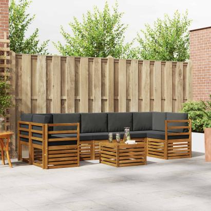 Seturi de canapele cu pernă 8 pcs Natural și Antracit GartenMobel Dekor