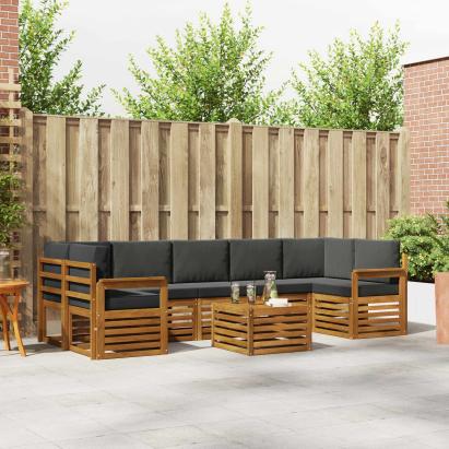 Seturi de canapele cu pernă 8 pcs Natural și Antracit GartenMobel Dekor