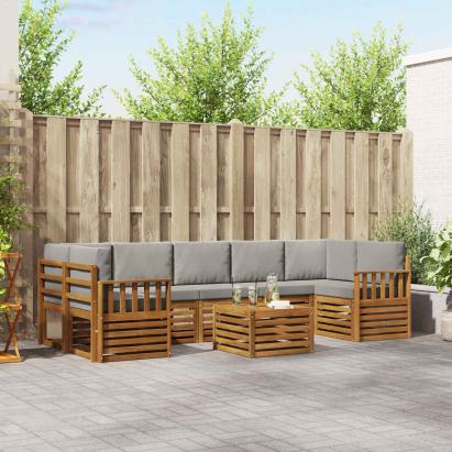 Seturi de canapele cu pernă 8 pcs Gri natural și deschis GartenMobel Dekor